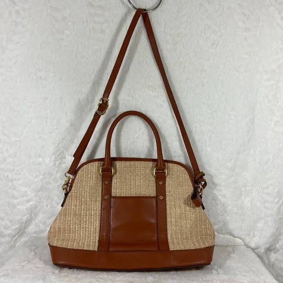 Emma Fox woven leather Handbag Satchel Tan Light Brown - Picture 8 of 11